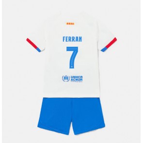 Barcelona Ferran Torres #7 Replica Away Stadium Kit for Kids 2023-24 Short Sleeve (+ pants)